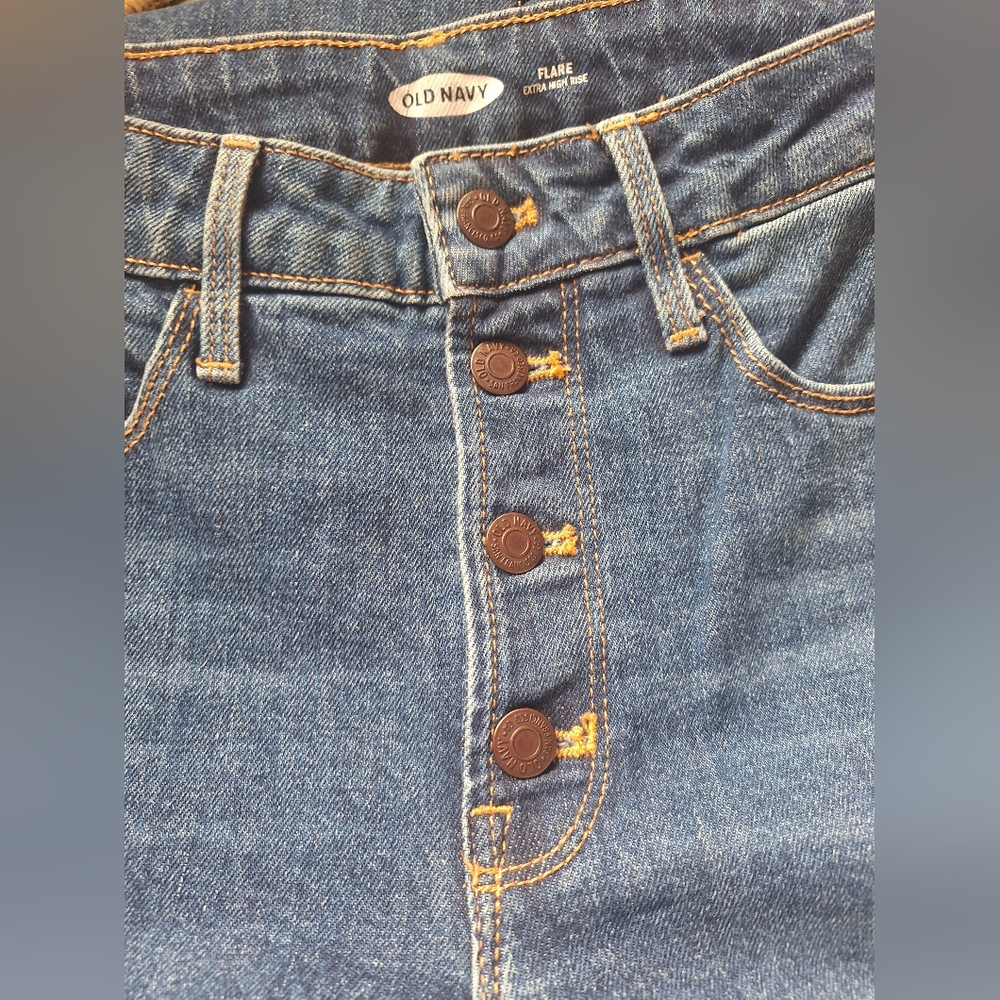 Old Navy Blue Flare Wide Leg Jeans - Picture 5 of 8